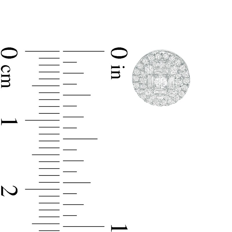 Main Image 3 of 1/2 CT. T.W. Multi-Diamond Multi-Row Stud Earrings in 10K White Gold