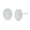 Thumbnail Image 1 of 1/2 CT. T.W. Oval Multi-Diamond Frame Stud Earrings in 10K White Gold