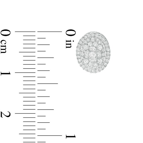 1/2 CT. T.w. Oval Multi-Diamond Frame Stud Earrings in 10K White Gold