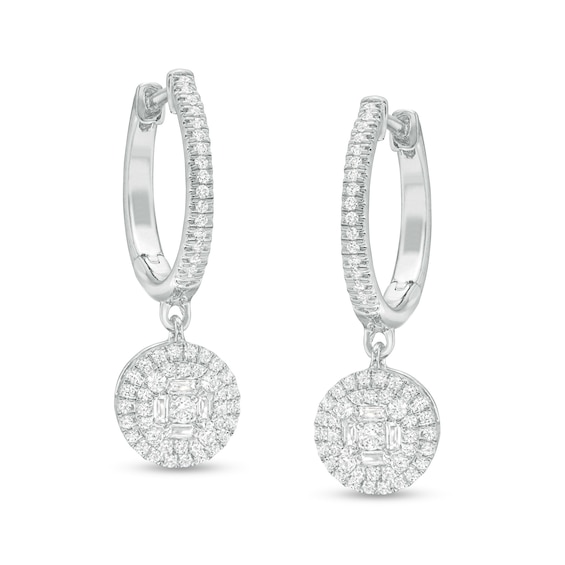 1/2 CT. T.w. Composite Diamond Frame Drop Earrings in 10K White Gold