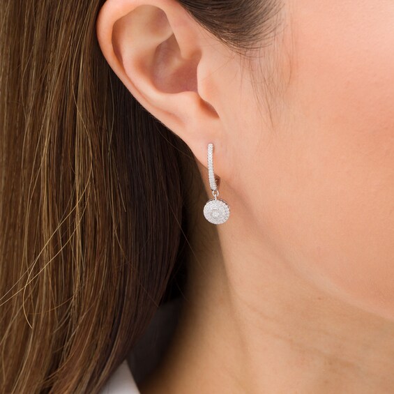 1/2 CT. T.w. Composite Diamond Frame Drop Earrings in 10K White Gold