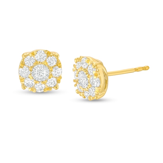 1/2 CT. T.w. Diamond Frame Stud Earrings in 10K Gold