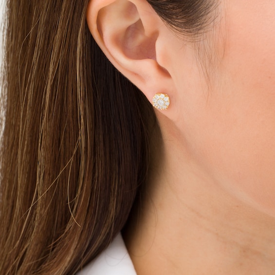 1/2 CT. T.w. Diamond Frame Stud Earrings in 10K Gold