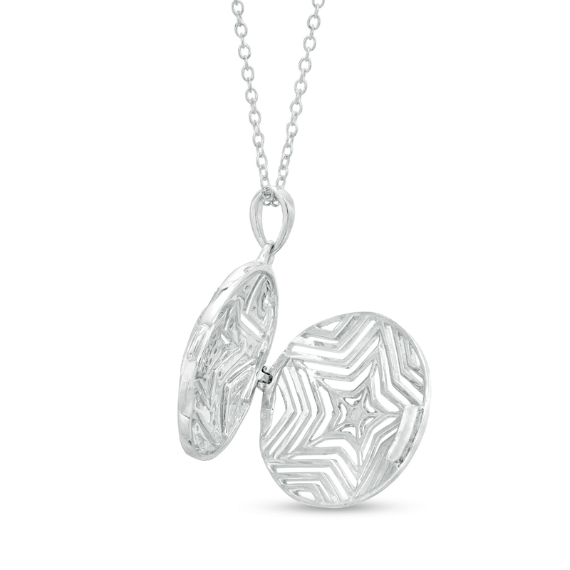 Main Image 3 of 1/10 CT. T.W. Composite Diamond Multi-Row Star Outline Locket in Sterling Silver