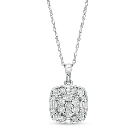 1/10 CT. T.W. Composite Diamond Cushion Frame Pendant in Sterling Silver 1/10 CT. T.W. Composite Diamond Cushion Frame Pendant in Sterling Silver