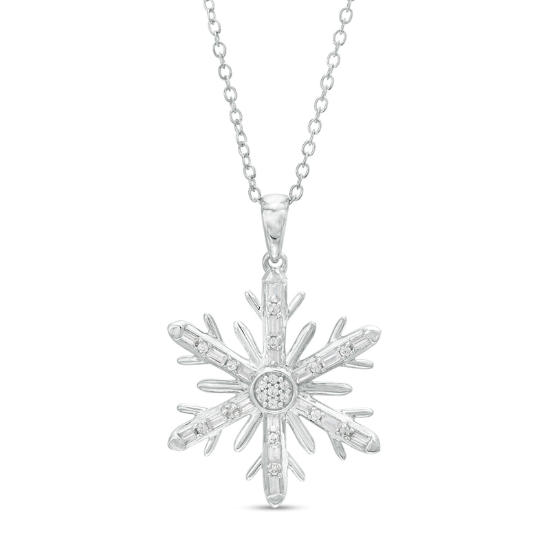 Main Image 1 of 1/4 CT. T.W. Composite Diamond Snowflake Pendant in Sterling Silver