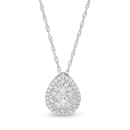1/4 CT. T.W. Composite Pear-Shaped Diamond Teardrop Pendant in 10K White Gold