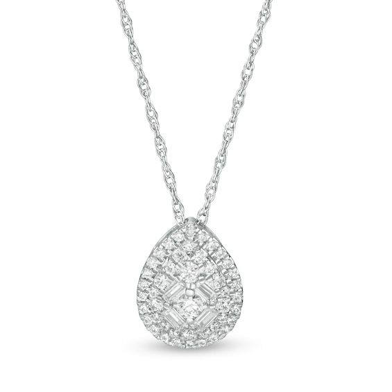 1/4 CT. T.w. Composite Pear-Shaped Diamond Teardrop Pendant in 10K White Gold