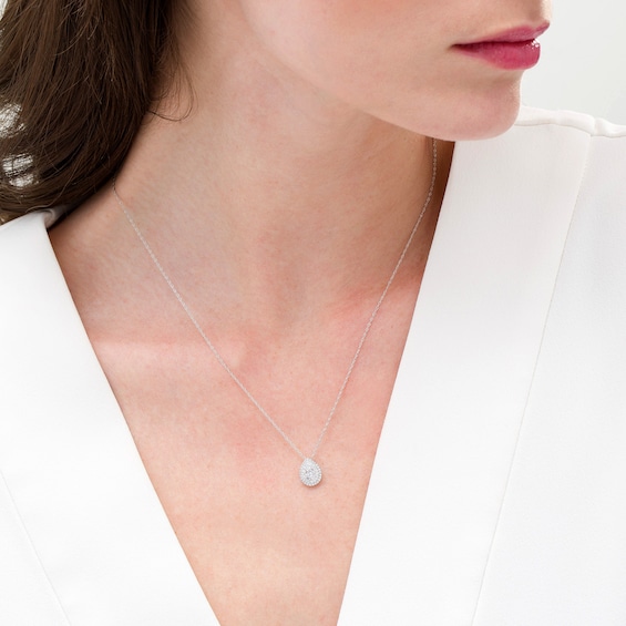 1/4 CT. T.w. Composite Pear-Shaped Diamond Teardrop Pendant in 10K White Gold
