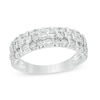 Thumbnail Image 1 of 1/3 CT. T.W. Baguette and Round Diamond Alternating Multi-Row Ring in Sterling Silver