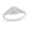 1/6 CT. T.W. Composite Diamond Frame Vintage-Style Promise Ring in Sterling Silver