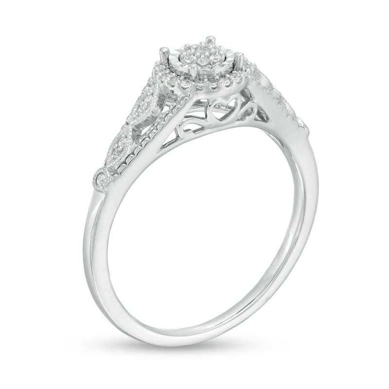 Main Image 3 of 1/6 CT. T.W. Composite Diamond Frame Vintage-Style Promise Ring in Sterling Silver