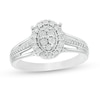 Thumbnail Image 0 of 1/6 CT. T.W. Composite Oval Diamond Frame Split Shank Promise Ring in Sterling Silver