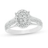 Thumbnail Image 1 of 1/6 CT. T.W. Composite Oval Diamond Frame Split Shank Promise Ring in Sterling Silver