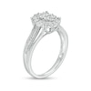 Thumbnail Image 2 of 1/6 CT. T.W. Composite Oval Diamond Frame Split Shank Promise Ring in Sterling Silver