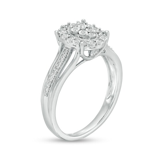 1/6 CT. T.W. Composite Oval Diamond Frame Split Shank Promise Ring in Sterling Silver 1/6 CT. T.W. Composite Oval Diamond Frame Split Shank Promise Ring in Sterling Silver