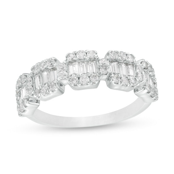 1 CT. T.W. Baguette and Round Diamond Composite Five Stone Ring in 10K White Gold 1 CT. T.W. Baguette and Round Diamond Composite Five Stone Ring in 10K White Gold