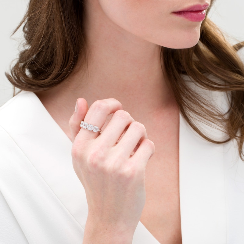 Main Image 2 of 3/4 CT. T.W. Baguette and Round Diamond Composite Five Stone Ring in 10K White Gold
