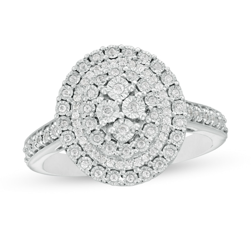 Main Image 1 of 1/4 CT. T.W. Composite Oval Diamond Promise Ring in Sterling Silver