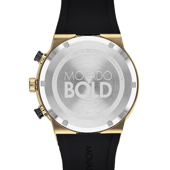 Men's Movado Bold® Chronograph Gold-Tone IP and Black Ceramic Watch with Black Dial (Model: 3600712