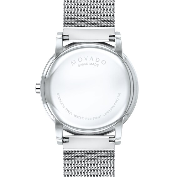 Men's Movado MuseumÂ® Classic Diamond Accent Silver-Tone Mesh Watch with Black Dial (Model: 607511)