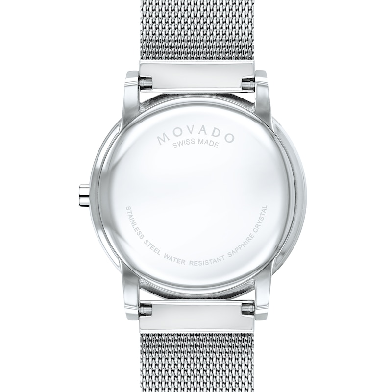 Main Image 3 of Men's Movado Museum® Classic Diamond Accent Silver-Tone Mesh Watch with Black Dial (Model: 607511)