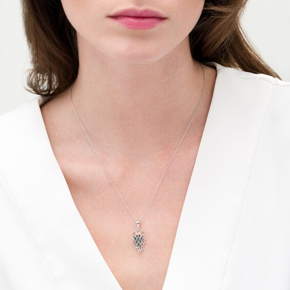 1/10 CT. T.W. Enhanced Black and White Diamond Owl Pendant in Sterling Silver with 14K Rose Gold Plate 1/10 CT. T.W. Enhanced Black and White Diamond Owl Pendant in Sterling Silver with 14K Rose Gold Plate