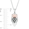 Thumbnail Image 2 of 1/10 CT. T.W. Enhanced Black and White Diamond Owl Pendant in Sterling Silver with 14K Rose Gold Plate