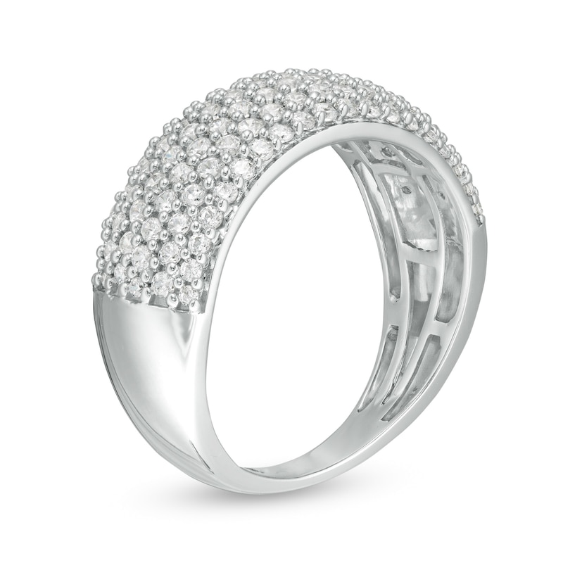 Main Image 3 of 1 CT. T.W. Diamond Multi-Row Ring in 10K White Gold