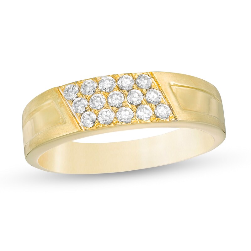 Main Image 1 of 1/2 CT. T.W. Diamond Slant Linear Five Row Wedding Band in 10K Gold