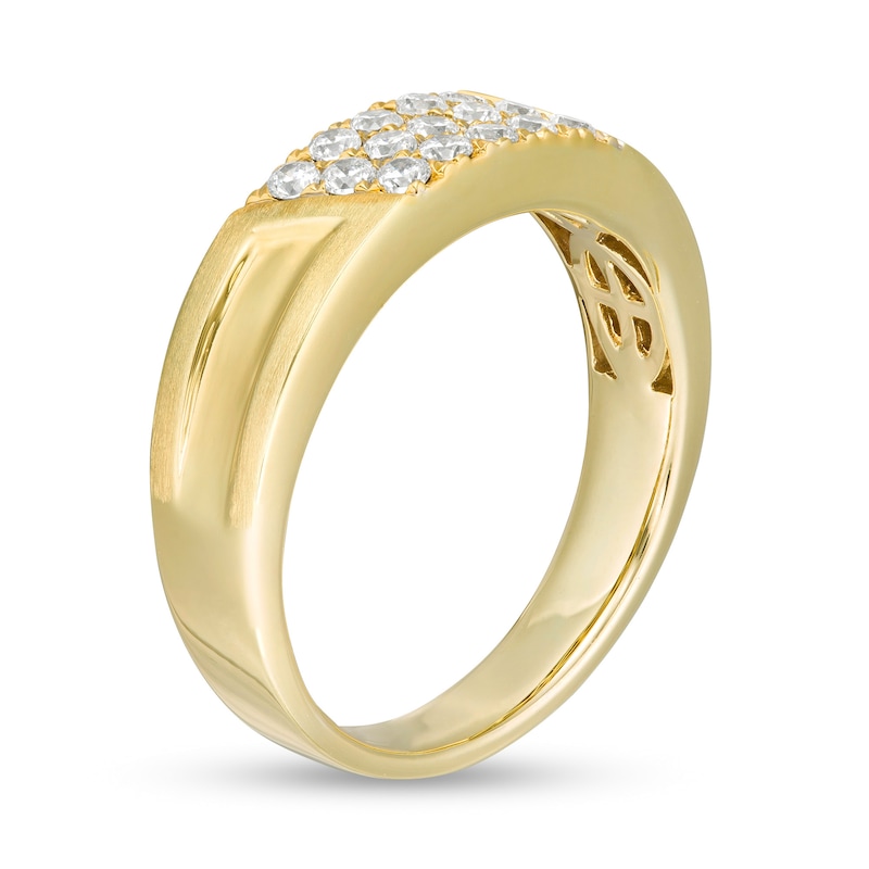 Main Image 3 of 1/2 CT. T.W. Diamond Slant Linear Five Row Wedding Band in 10K Gold