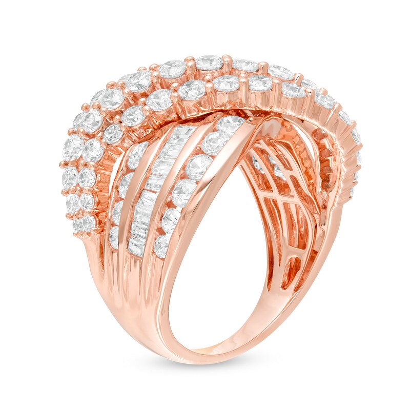 3 CT. T.W. Diamond Multi-Row Crossover Ring in 10K Rose Gold