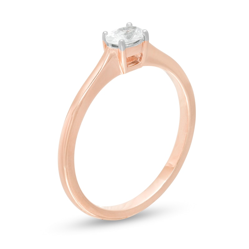 1/4 CT. Oval Diamond Sideways Solitaire Promise Ring in 14K Rose Gold