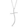 Thumbnail Image 1 of 1/3 CT. T.W. Diamond Curvy Cross Pendant in Sterling Silver