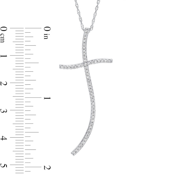1/3 CT. T.w. Diamond Curvy Cross Pendant in Sterling Silver