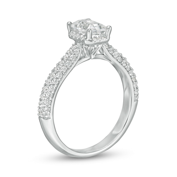 Zales Private Collection 1-1/5 CT. T.w. Certified Emerald-Cut Diamond Frame Engagement Ring in 14K White Gold (F/Si2)