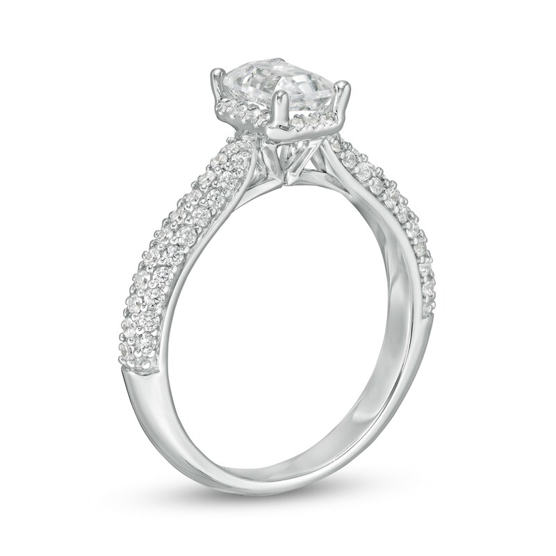 Zales Private Collection 1-1/5 CT. T.W. Certified Emerald-Cut Diamond Frame Engagement Ring in 14K White Gold (F/SI2)