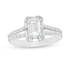 Thumbnail Image 1 of 1-1/5 CT. T.W. Emerald-Cut, Baguette-Cut and Round Diamond Split Shank Engagement Ring in 14K White Gold