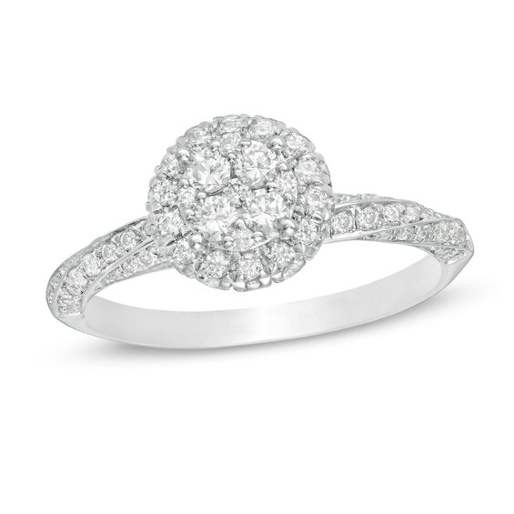 3/4 CT. T.w. Composite Diamond Frame Engagement Ring in 14K White Gold