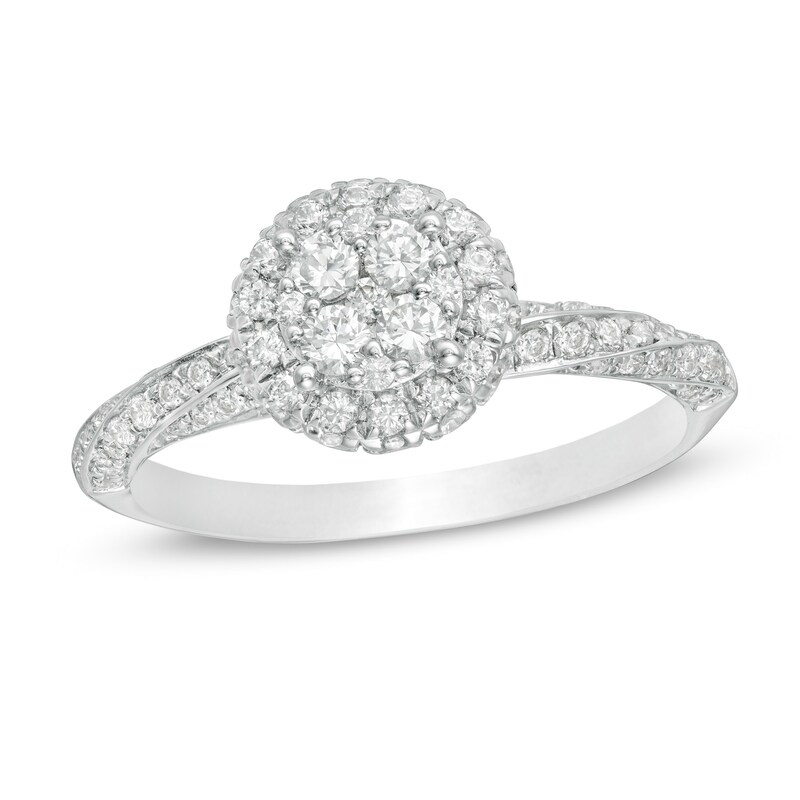 Main Image 1 of 3/4 CT. T.W. Composite Diamond Frame Engagement Ring in 14K White Gold