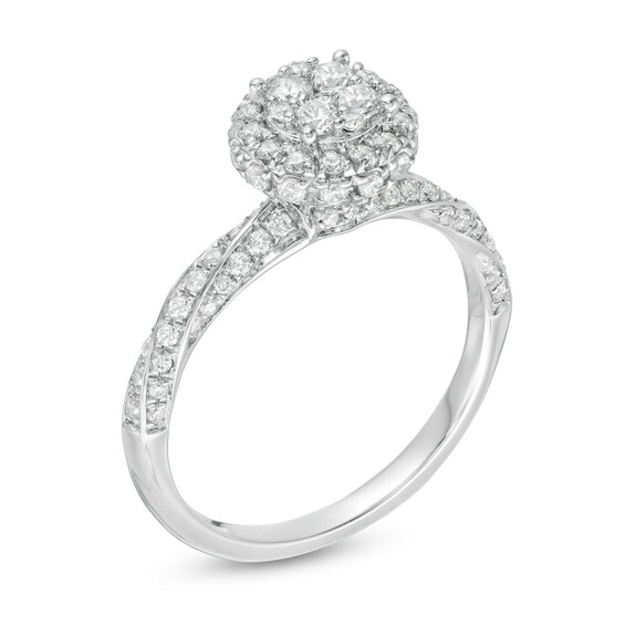 3/4 CT. T.w. Composite Diamond Frame Engagement Ring in 14K White Gold