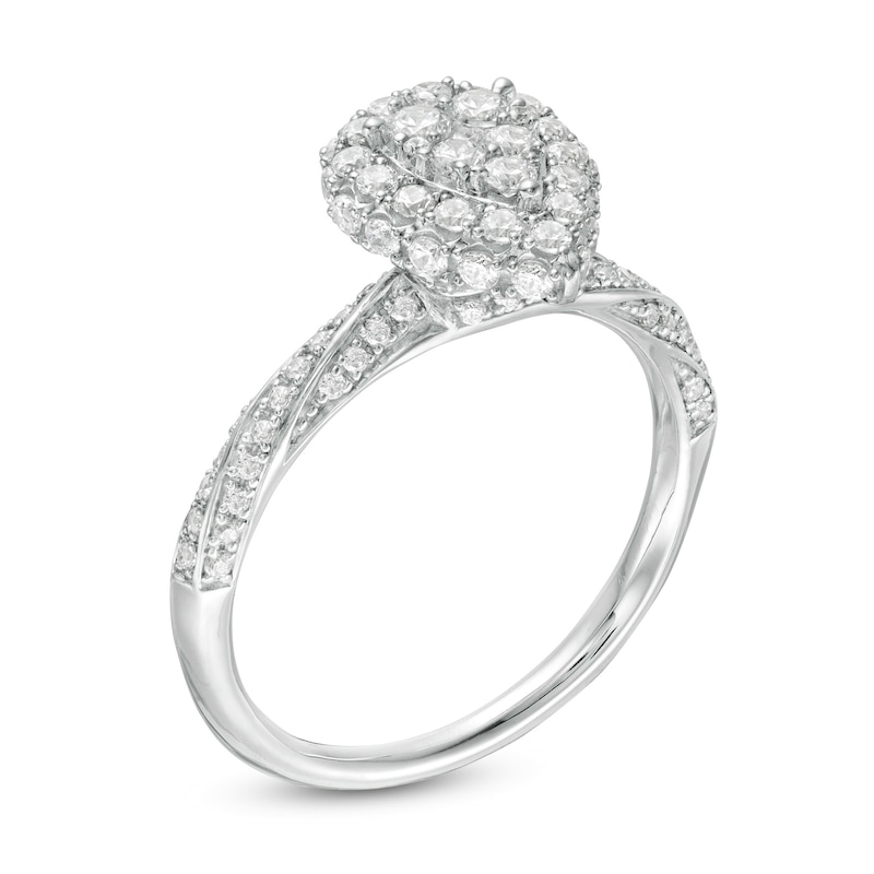 Main Image 3 of 3/4 CT. T.W. Composite Pear Diamond Frame Engagement Ring in 14K White Gold