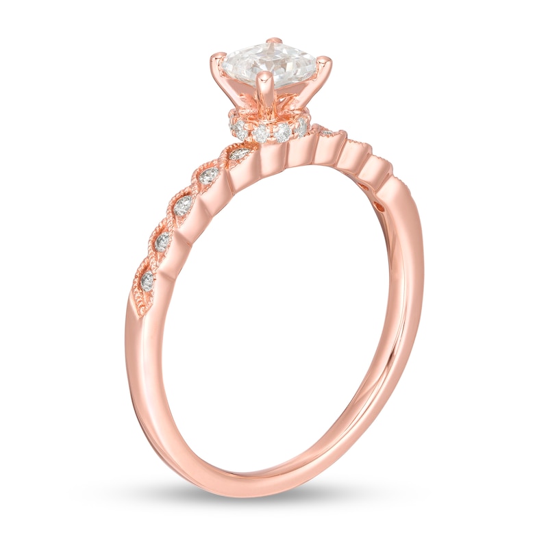 Main Image 3 of 5/8 CT. T.W. Princess-Cut Diamond Vintage-Style Twist Shank Engagement Ring in 14K Rose Gold