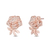 Thumbnail Image 0 of Enchanted Disney Belle 1/10 CT. T.W. Diamond Rose Stud Earrings in 10K Rose Gold
