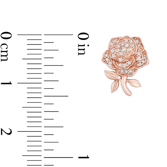 Enchanted Disney Belle 1/10 CT. T.w. Diamond Rose Stud Earrings in 10K Rose Gold