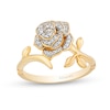 Thumbnail Image 1 of Enchanted Disney Belle 1/10 CT. T.W. Diamond Rose Bypass Ring in 10K Gold