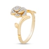 Thumbnail Image 2 of Enchanted Disney Belle 1/10 CT. T.W. Diamond Rose Bypass Ring in 10K Gold