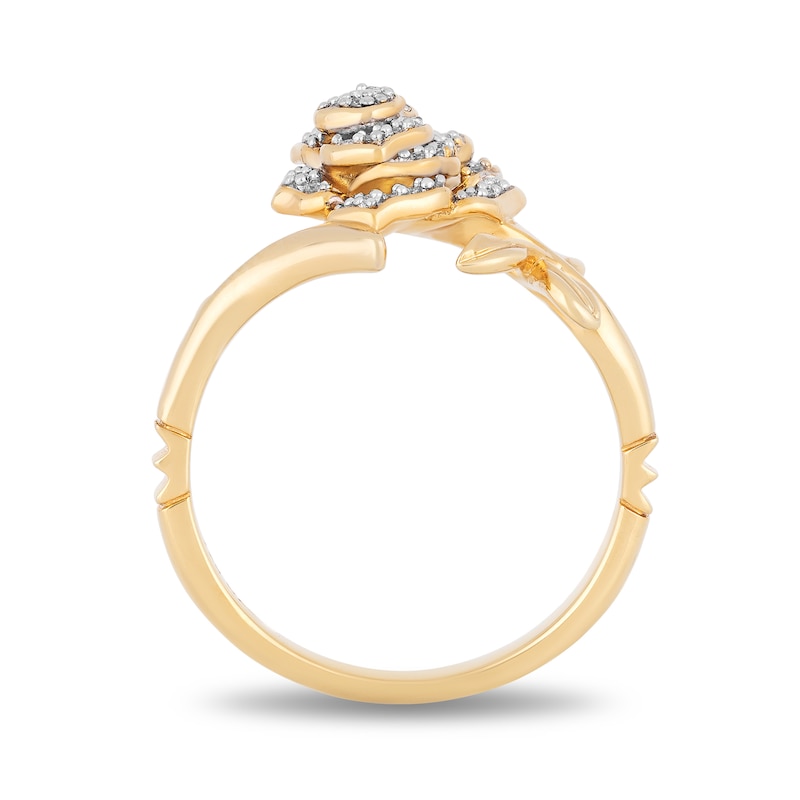 Main Image 3 of Enchanted Disney Belle 1/10 CT. T.W. Diamond Rose Bypass Ring in 10K Gold