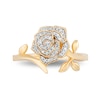 Thumbnail Image 4 of Enchanted Disney Belle 1/10 CT. T.W. Diamond Rose Bypass Ring in 10K Gold