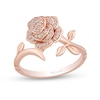 Thumbnail Image 1 of Enchanted Disney Belle 1/10 CT. T.W. Diamond Rose Bypass Ring in 10K Rose Gold